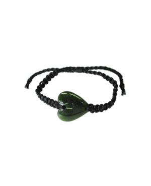 NZ Greenstone Heart Bracelet 25mm with Macrame Strap - Adjustable