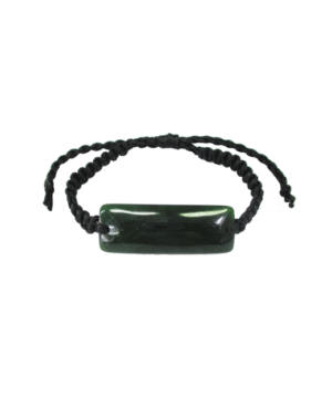 NZ Greenstone Long Bracelet 15mm with Macrame Strap - Adjustable