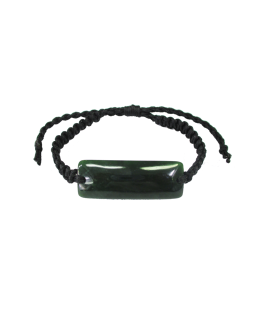 848-WGNZJBRV006015 NZ Greenstone Long Bracelet 15mm with Macrame Strap - Adjustable