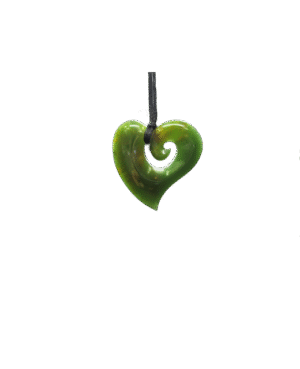 NZ Greenstone Heart with Koru 35mm