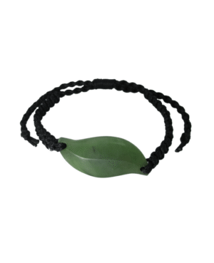 NZ Greenstone Leaf Bracelet 20mm with Macrame Strap - Adjustable